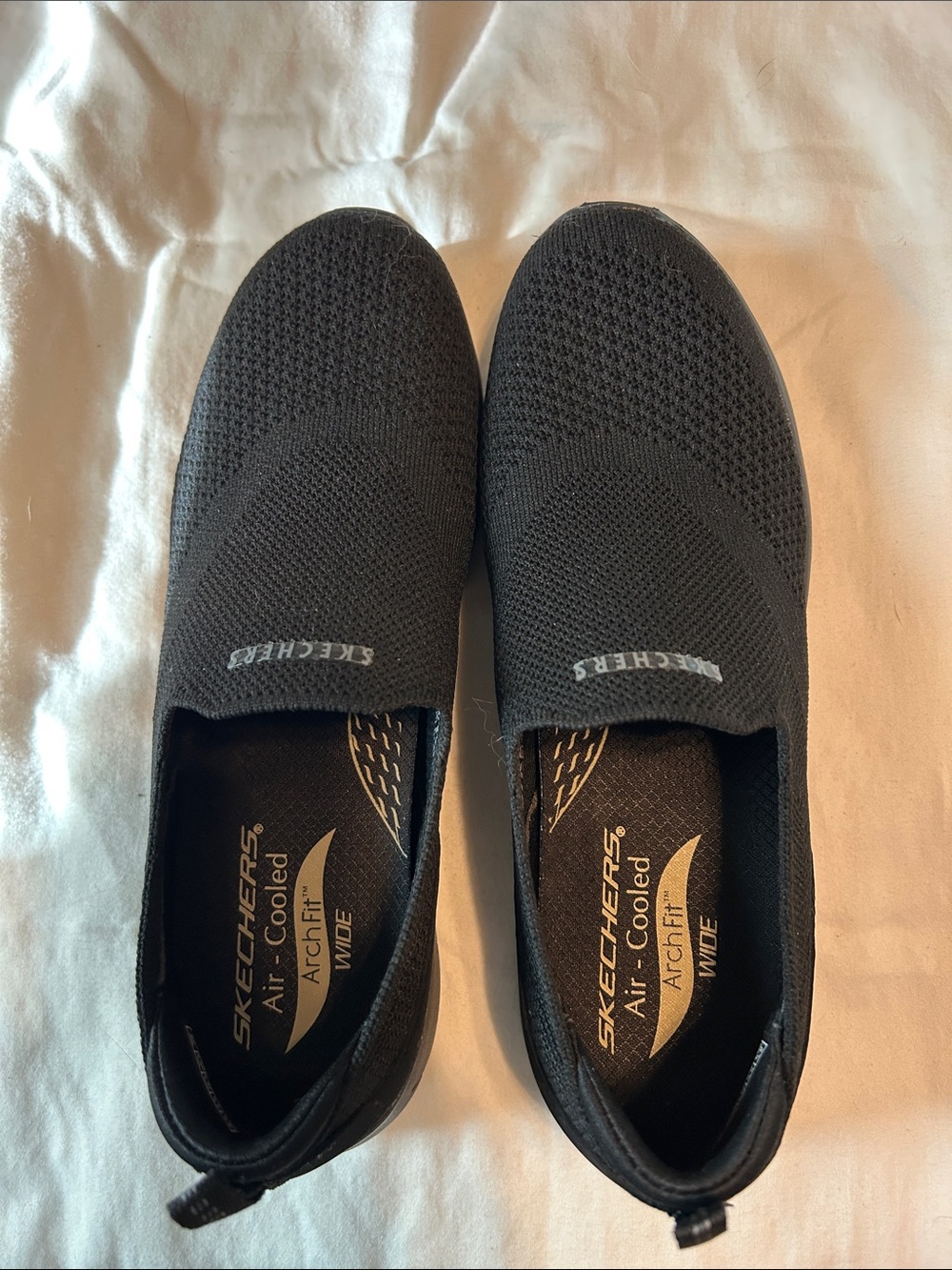 Skechers Women's Arch-fit Refined Don’t Go Black Slip-On Knit Sneakers